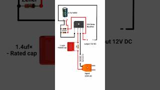 220V AC to 12V DC convertor Circuit without transformer shorts pbexperiment [upl. by Mazlack]