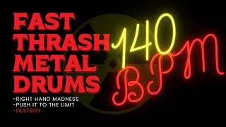 THRASH METAL DRUM TRACK 73 140 BPM [upl. by Aihn]