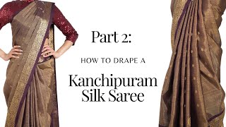 Drape a Silk Saree  saree draping tutorial  saree draping new style  Tia Bhuva [upl. by Kcirdnekel]