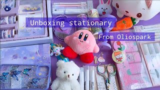 Unboxing Kawaii stationery from Oliospark Cute stationery unboxing Tonni art and craft oliospark [upl. by Suirred]