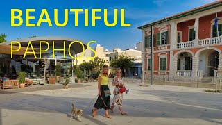 Paphos CYPRUS 🔴 NEW Beautiful Walking Tour 4K UHD [upl. by Affrica]