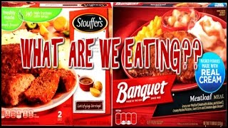 Stouffers Meatloaf Dinner VS Banquets Meatloaf Dinner  WHAT ARE WE EATING  The Wolfe Pit [upl. by Cybil]