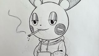 Cool Minun drawing art pokemon [upl. by Llenrep]