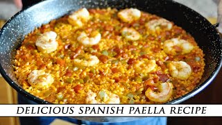 Simple SPANISH PAELLA with Shrimp amp Bell Peppers [upl. by Netsrejk]