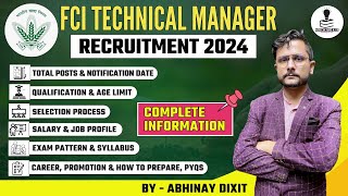 FCI Manager Technical Recruitment 2024  FCI Vacancy 2024  Full Information  Agriculture amp GK [upl. by Lorri]