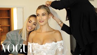 Inside Hailey Bieber’s Wedding Dress Fitting  Vogue [upl. by Ekard]