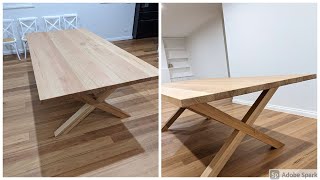 Complete Build of Cross X Leg Farmhouse Dining Table How To Make X 腿餐桌制作过程 [upl. by Arahsal]