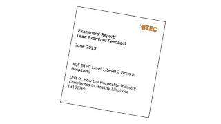 BTEC Level 2 Firsts NQF in Hospitality Feedback on June 2015 external assessment Unit 9 [upl. by Eckblad]