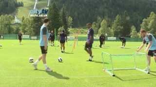 CITY IN AUSTRIA 11 Carlos Tevez knocks over the goal posts [upl. by Weinstein870]