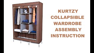 Kurtzy Collapsible Clothes Storage Wardrobe Cupboard With 6 Cabinet And 2 Long Shelves Hanging Rail [upl. by Raffaello]