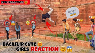 Backflip Cute 🥰 Girls Reaction 🤯😱  Backflip in public  Flip in public at Red Fort 🇮🇳 [upl. by Annair519]