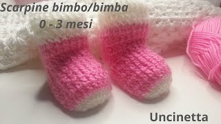 Tutorial scarpette uncinetto calzino neonato  zapatos para bebe a crochet paso a paso 0 3 mesi [upl. by Acissey]