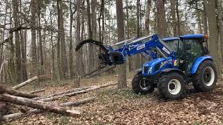 Fork  Grapple New Holland T4 75 S 4WD Workmaster in the Forest 2 [upl. by Ike154]