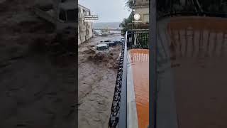 Water Piles Up Cars in Sicily Flooding [upl. by Aisor192]