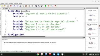 Ejercicio resuelto con PSeInt de la forma de pago  Uso del comando Segun [upl. by Mariellen]