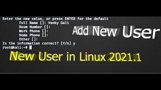 Adding a New User Account in Kali Linux 20211Adding user using Simple commands in KaliLinux 20211 [upl. by Rabjohn]