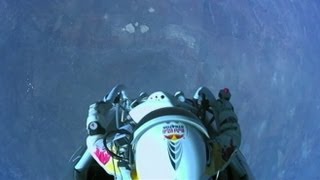 Felix Baumgartner Red Bull Stratos Skydive From Space Stuntman Lands Safely With World Records [upl. by Lilybelle]