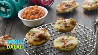 Baked Jacket Potatoes with Baked Beans and Cheese by Tarla Dalal [upl. by Lledyr]