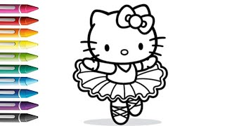 Hello Kitty With Colorful Dress Drawing And Coloring Tutorial For Children [upl. by Seaman728]