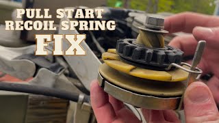 How to fix a pull start recoil spring on an outboard boat motor [upl. by Adnilrev120]