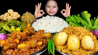 ASMR EATING CHANA MUTTON CURRY WITH EGG BIRYANI  HARYALI GOBI CURRY RICE AND EROMBA MUKBANG [upl. by Richy]