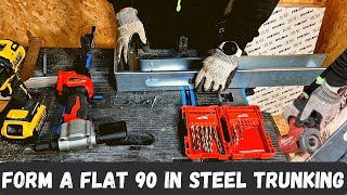 How to Make a Flat 90 Degree Bend in 75 x 75 Steel Trunking using 3 cutting methods [upl. by Wilsey131]