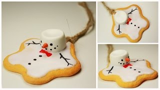 polymer clay Melting Snowman Cookie ornament TUTORIAL [upl. by Dinerman]