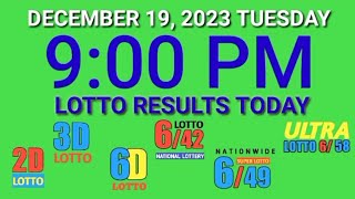 9pm PCSO Lotto Results Today December 19 2023 Tuesday [upl. by Nosned]