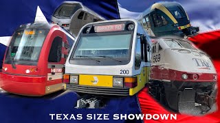 Trains in Texas DART TRE TEXRail Houston METRORail Austin Capital Metrorail DCTA Atrain 4K [upl. by Neall]