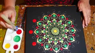 How to paint dot mandalas with Kristin Uhrig27 Using a Stencil [upl. by Ahtamat]