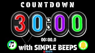 circle flip clock 30 minute countdown with simple beeps timer alarm🔔 [upl. by Akimert]