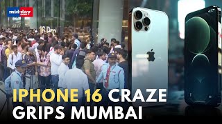 Iphone 16 Mumbaikars line up outside Apple’s physical store [upl. by Anaeel438]