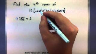 Trigonometry  Finding the roots of a complex number using DeMoivres theorem [upl. by Macguiness]