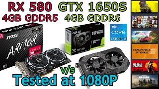 RX 580 4GB vs GTX 1650 Super  i512400F  6 Games tested at 1080P 2024 [upl. by Uv18]