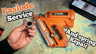 Repairing a old Paslode IM35090CT nail gun Compleat service and repair showing every step [upl. by Trip325]