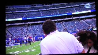 Pam Oliver gets hit in the head during preseason game 81813 ouch [upl. by Annaesor119]