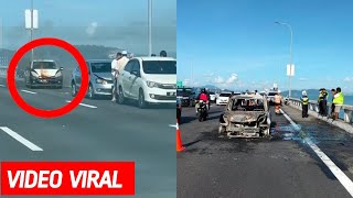 VIDEO KERETA MYVI PUTIH TERBAK4R ATAS JAMBATAN PULAU PlNANG LIHAT APA BERLAKU [upl. by Hortense]