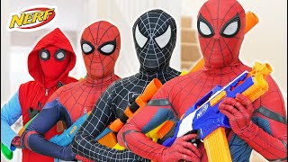 Spider Man Team vs Bad Guy Team Nerf War All Action Story POV Compilation [upl. by Morley491]