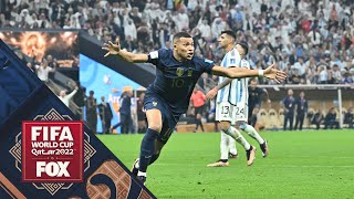 Kylian Mbappé scores backtoback goals for France to tie the 2022 FIFA World Cup final  FOX Soccer [upl. by Pricilla]