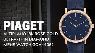 Piaget Altiplano 18K Rose Gold Ultra Thin Diamond Mens Watch GOA44052 Review  SwissWatchExpo [upl. by Harned]