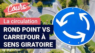 La différence entre rond point et carrefour à sens giratoire  Code de la route [upl. by Dlonyar]