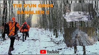 CHASSE DU GRAND GIBIERS DANS LA NEIGE  TIR DUN GROS SANGLIER [upl. by Ragland882]