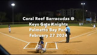 Coral Reef Barracudas  Keys Gate Knights Feb 27 2024 [upl. by Ahsitak]