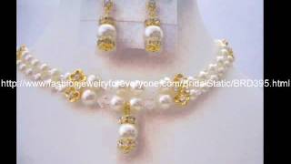 Bridal Dream Jewelry Double Stranded Swarovski Pearls Crystal Necklace [upl. by Edge]