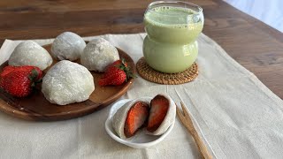 strawberry mochi recipe  ichigo daifuku [upl. by Einnim647]