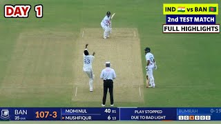 India vs Bangladesh 2nd Test Highlights 2024  IND vs BAN 2nd Test Day 1 Full Match Highlights 2024 [upl. by Belmonte]