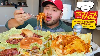 THE HAT MUKBANG Chili Cheese Fries Pastrami [upl. by Clower521]