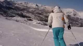 Hemsedal skiing Totten  Lodgen non stop Top to bottom 810 m vertical drop [upl. by Hinze69]