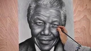 Nelson Mandela Portrait speed drawing painting photorealism How to draw a portrait [upl. by Nauqal]