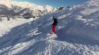 Skiing Grand Couloir Courchevel Feb 2018 2 [upl. by Bilat37]